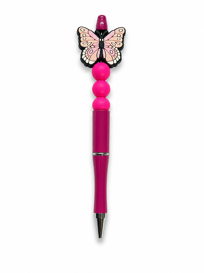Pink Butterfly Poppysmic Beadable Pen