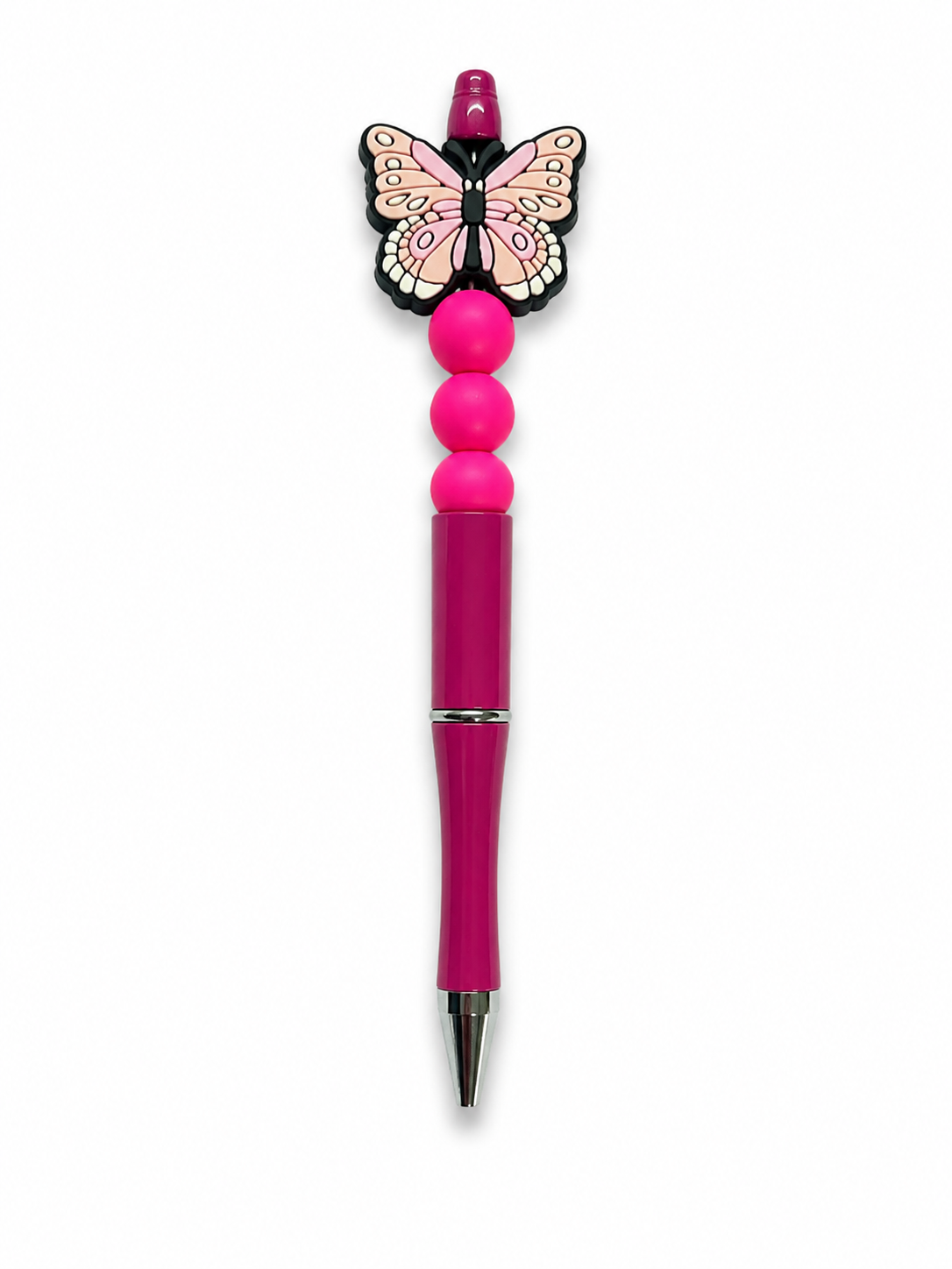 Pink Butterfly Poppysmic Beadable Pen
