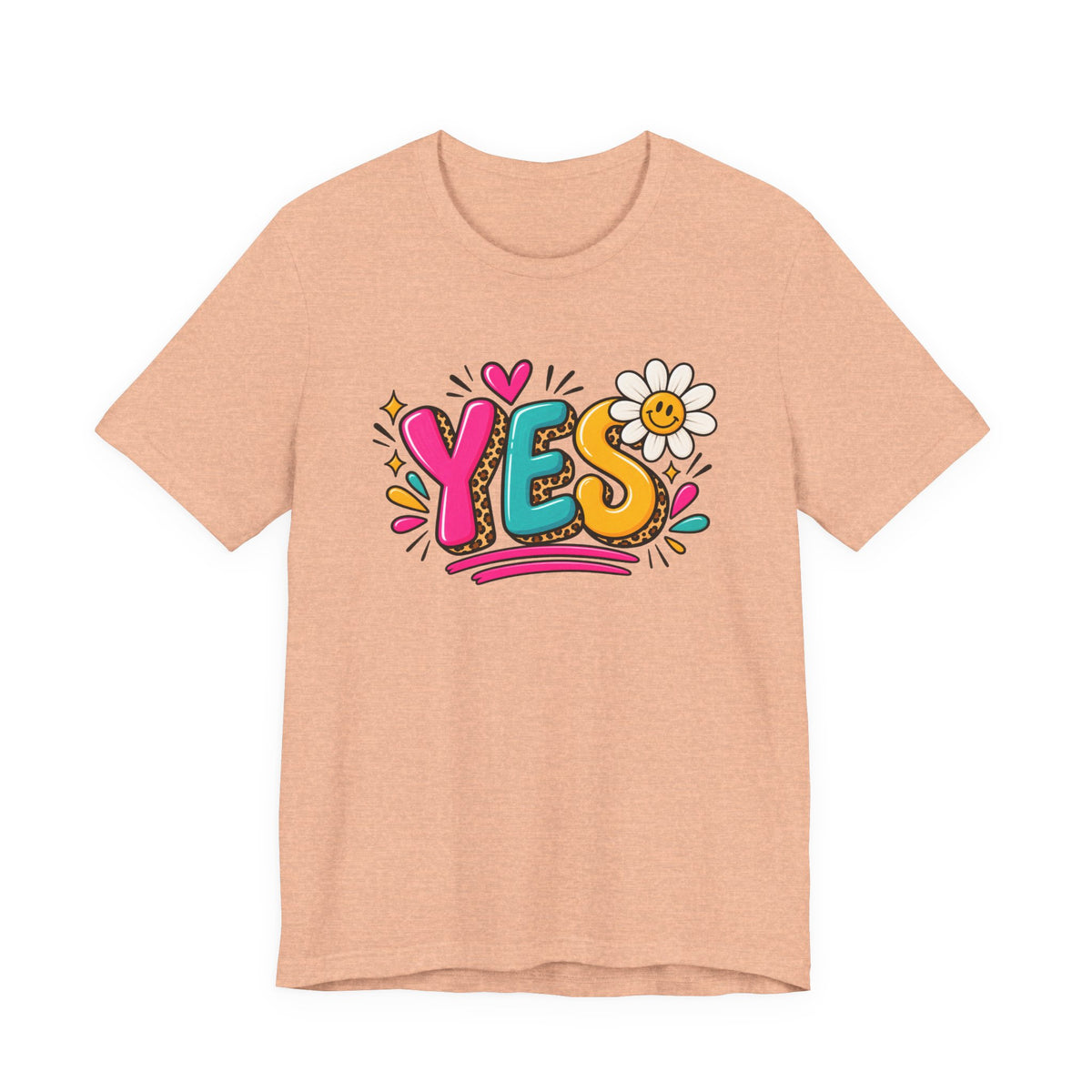YES Floral Graphic Tee — Colorful Positive Vibes T-Shirt