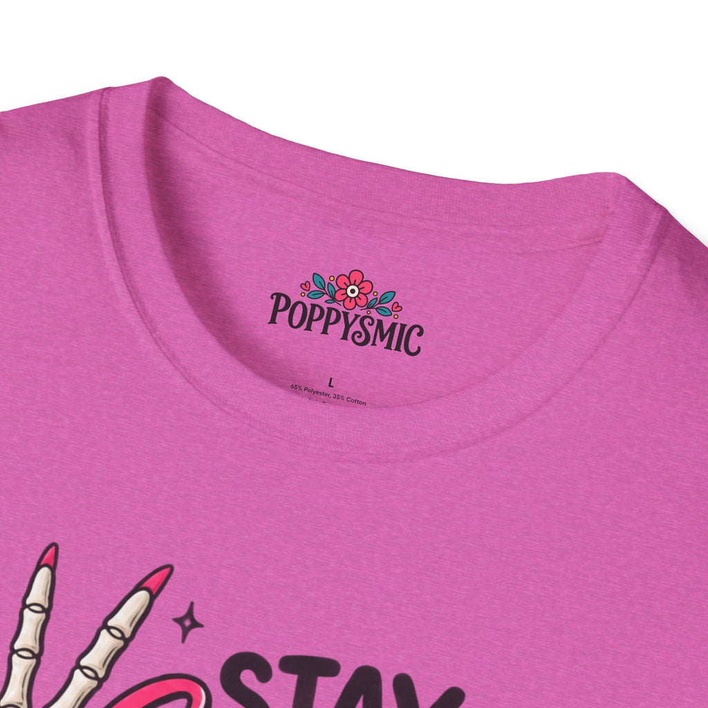 Stay Spooky Babes T-Shirt — Halloween Skeleton Peace Sign Tee
