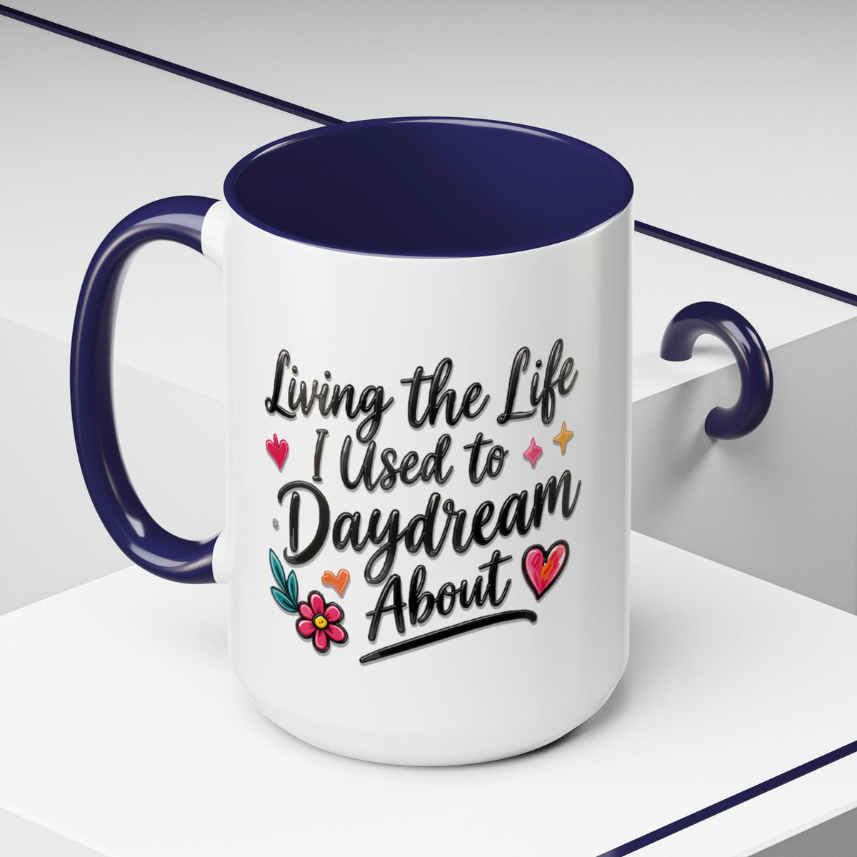 Inspirational Coffee Mug - "Live Life To Dream About" Accent Ceramic Mug (11/15oz)