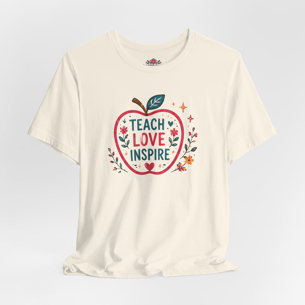 Teach Love Inspire Apple T-Shirt — Gift for Teachers, Back to School Tee