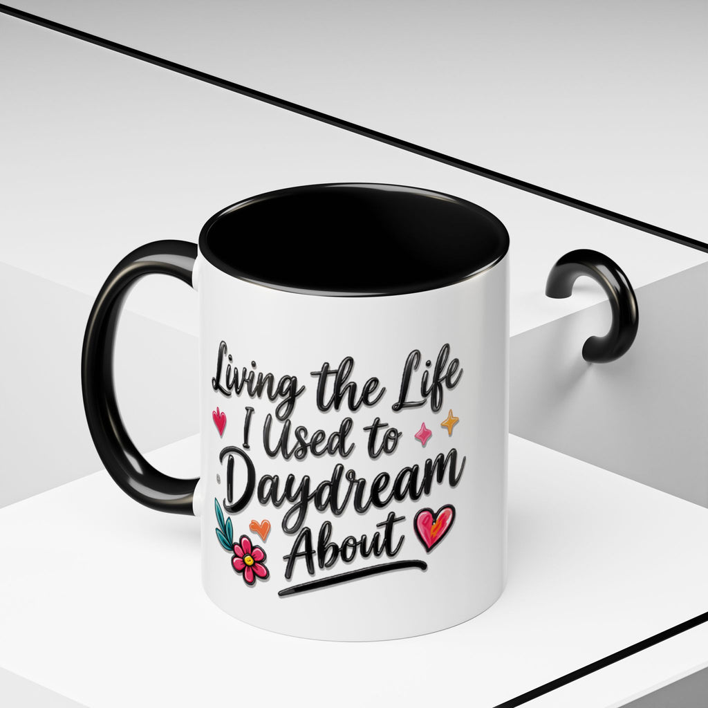 Inspirational Coffee Mug - "Live Life To Dream About" Accent Ceramic Mug (11/15oz)