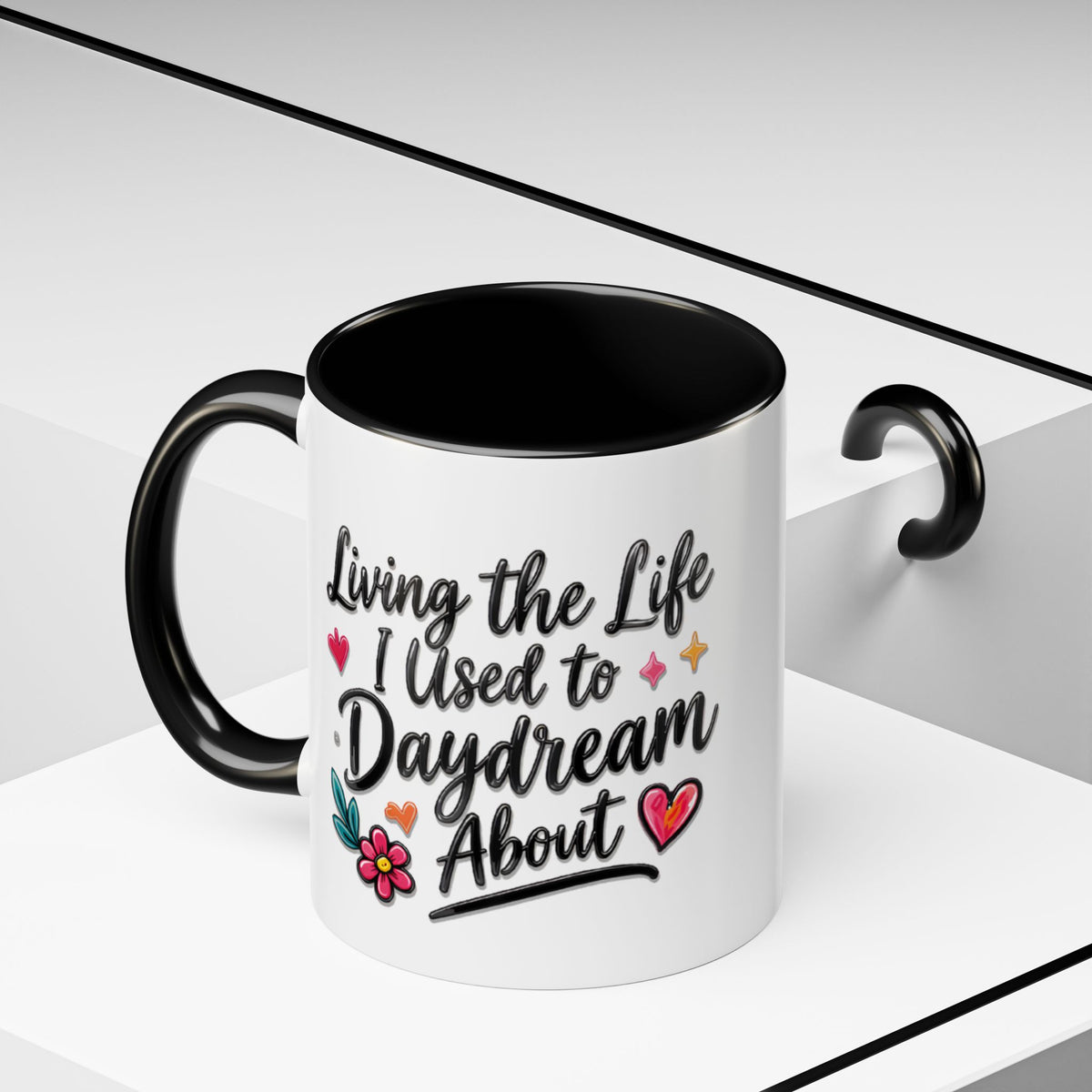 Inspirational Coffee Mug - "Live Life To Dream About" Accent Ceramic Mug (11/15oz)