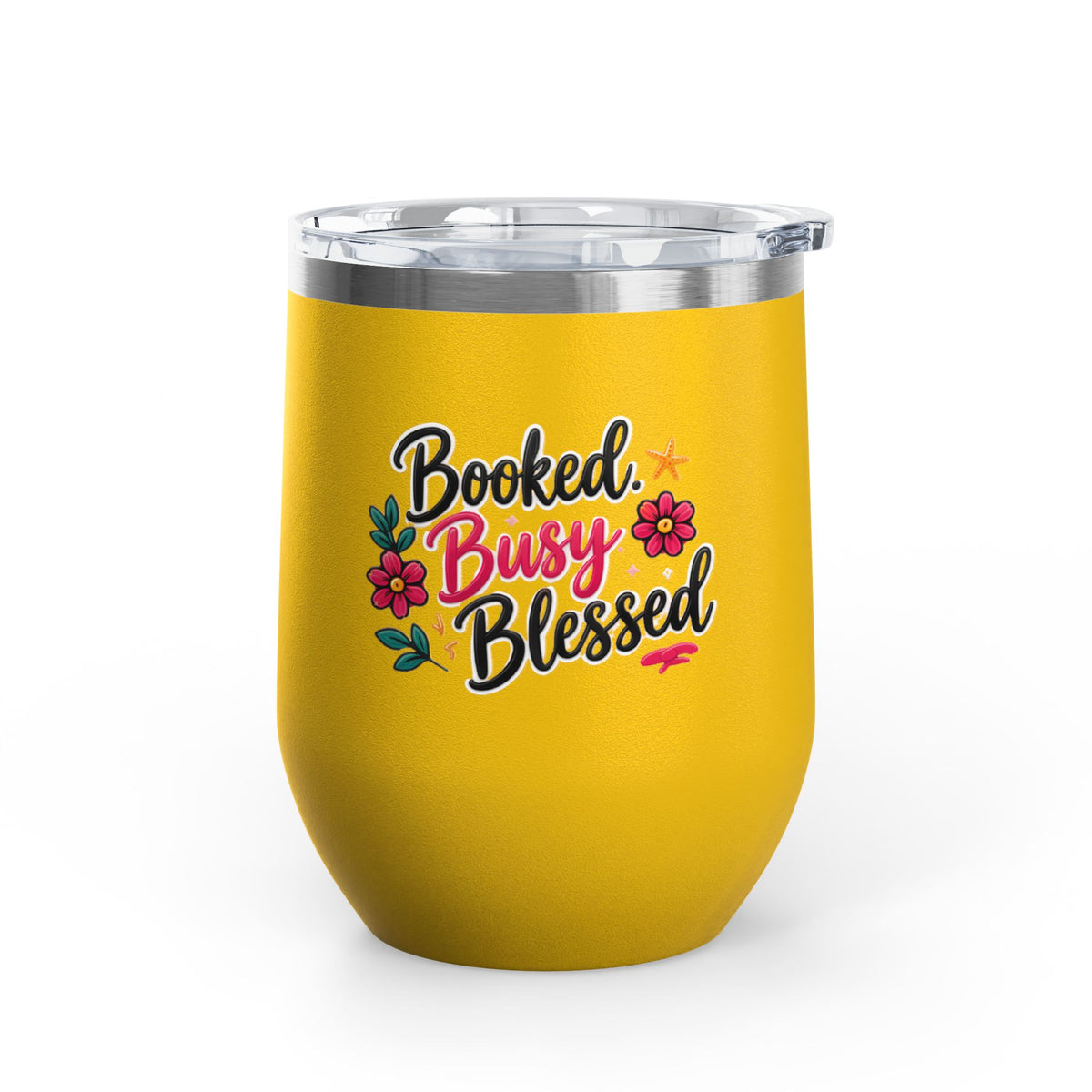 Booked Busy Blessed Wine Tumbler – 12oz Insulated Travel Cup