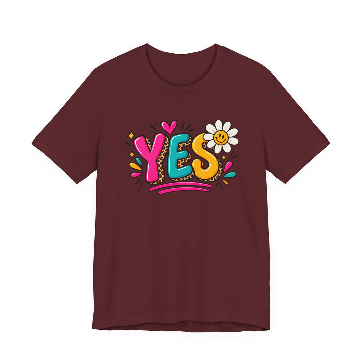 YES Floral Graphic Tee — Colorful Positive Vibes T-Shirt