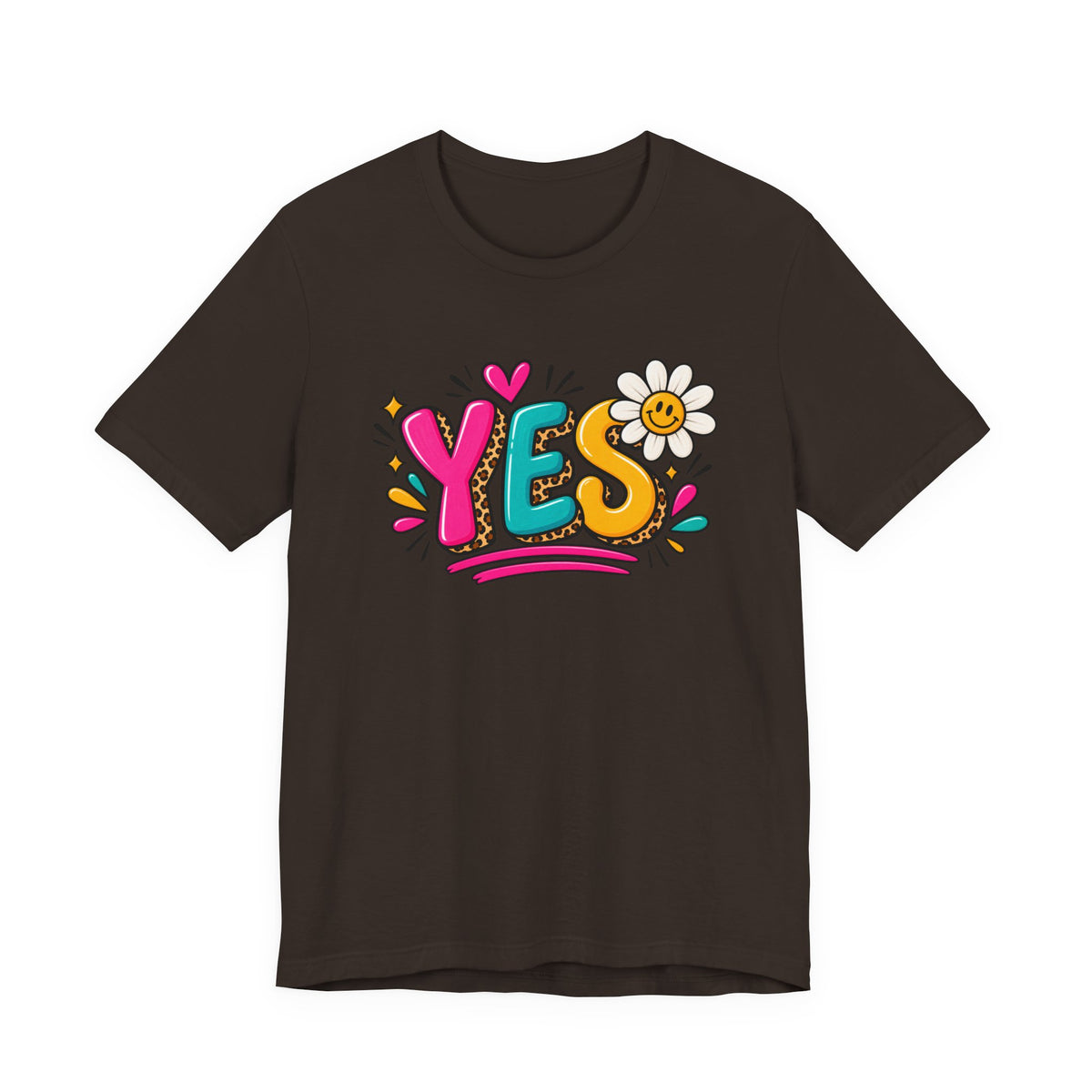 YES Floral Graphic Tee — Colorful Positive Vibes T-Shirt
