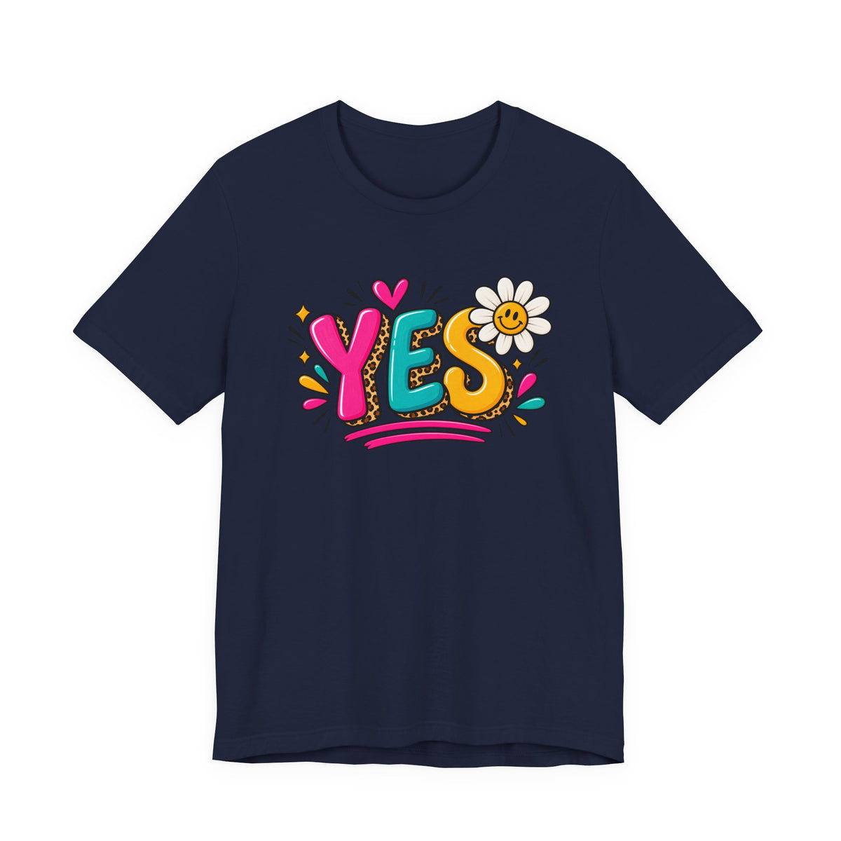 YES Floral Graphic Tee — Colorful Positive Vibes T-Shirt