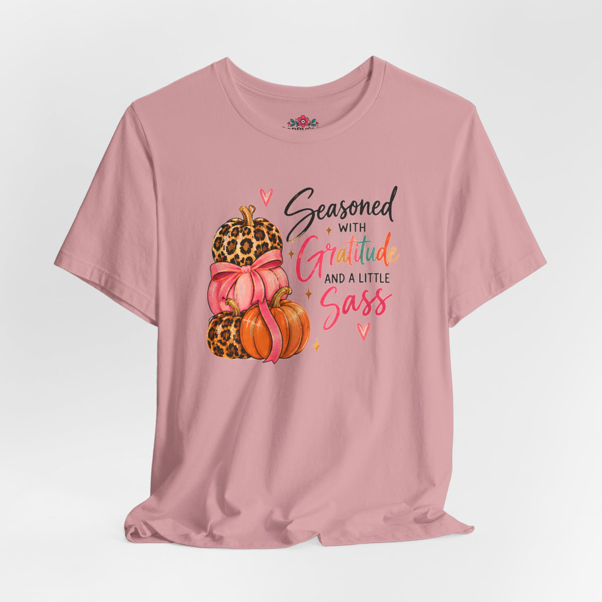 Seasoned with Gratitude and a Little Sass Thanksgiving Pumpkin Tee