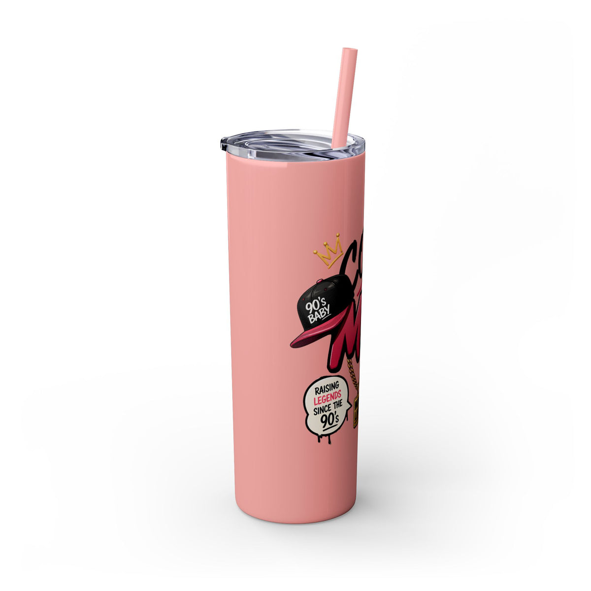 Skinny Tumbler — 'Cool Mom' 90s Retro Graphic, 20oz Travel Cup with Straw