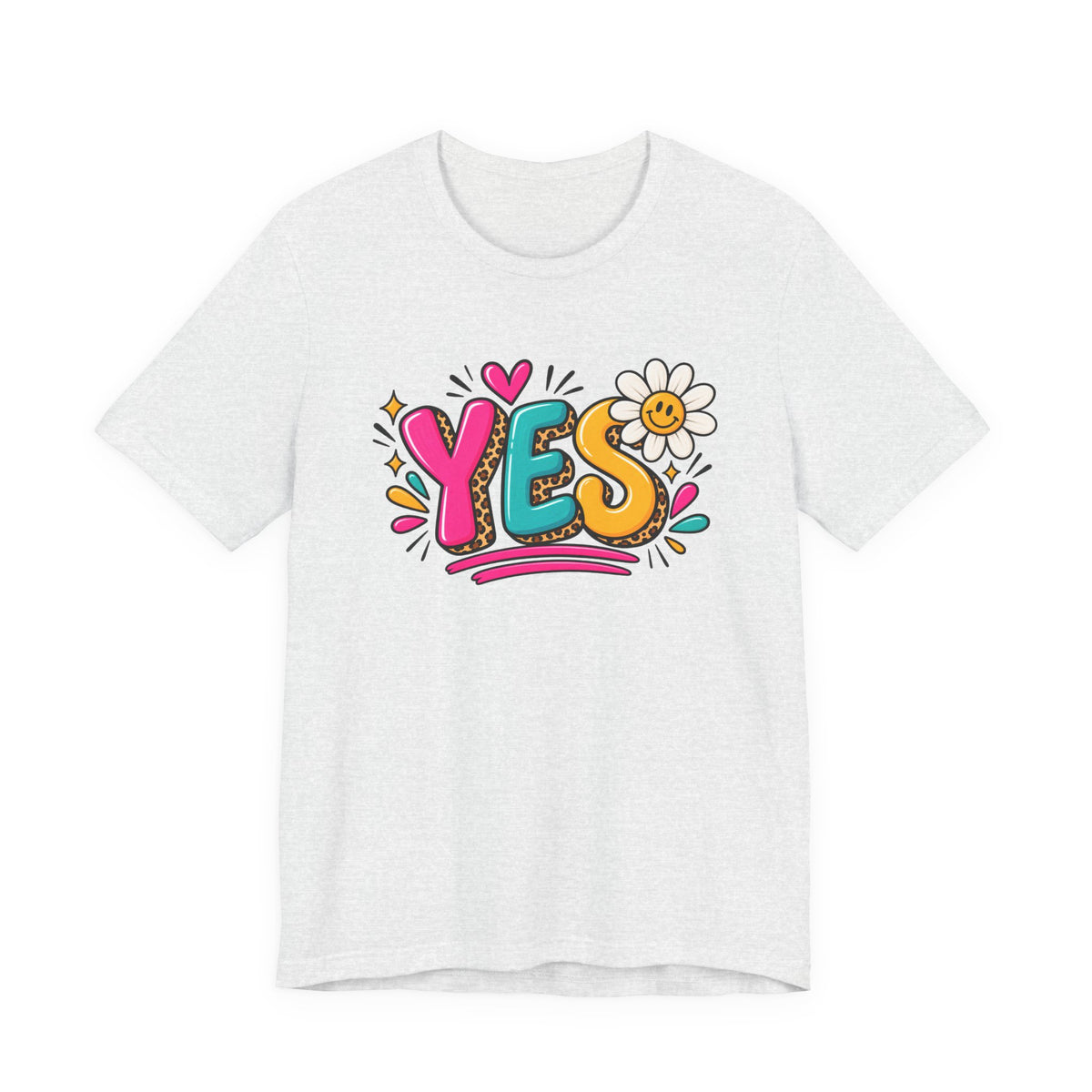 YES Floral Graphic Tee — Colorful Positive Vibes T-Shirt