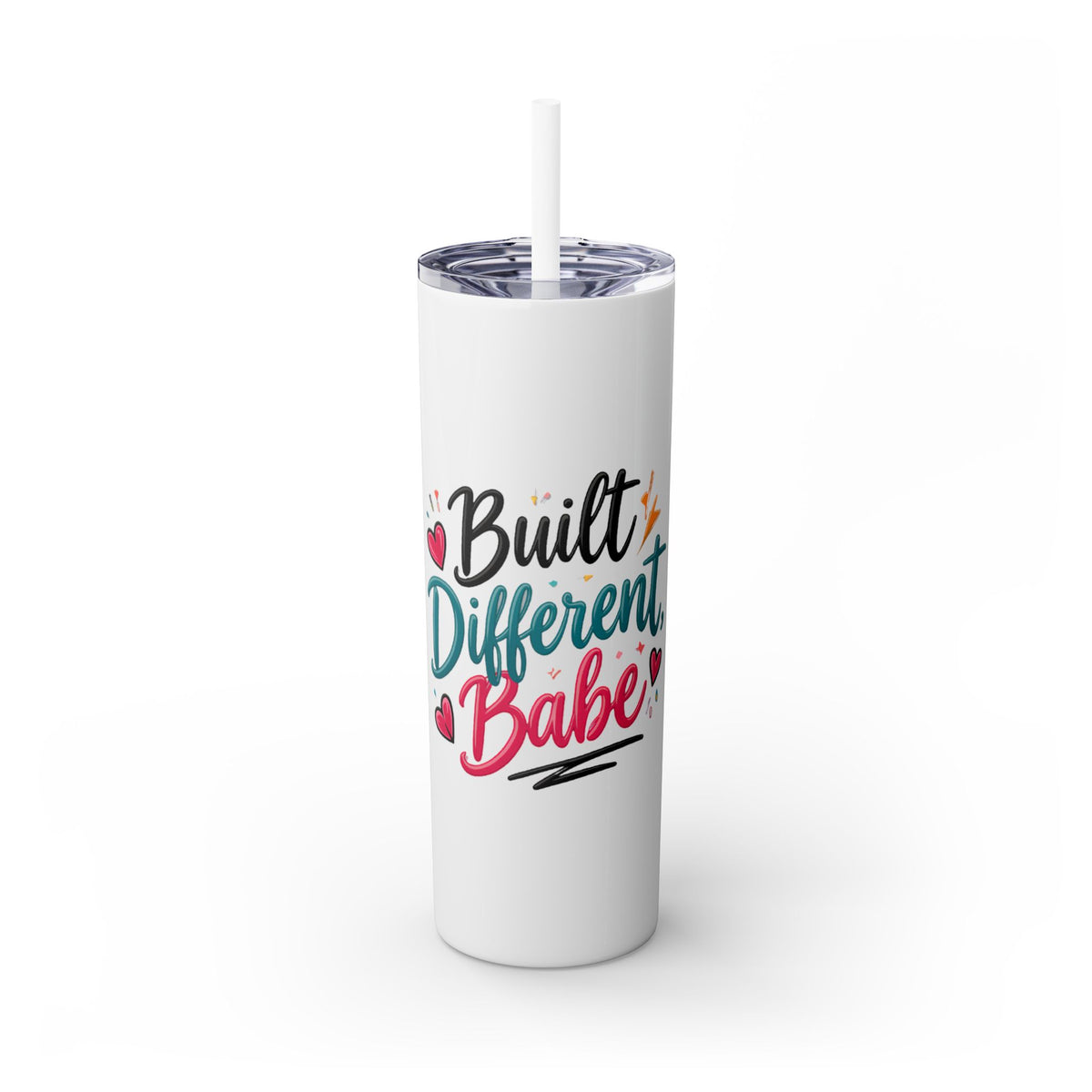 Built Different Babe Skinny Tumbler — 20oz Insulated Straw Cup