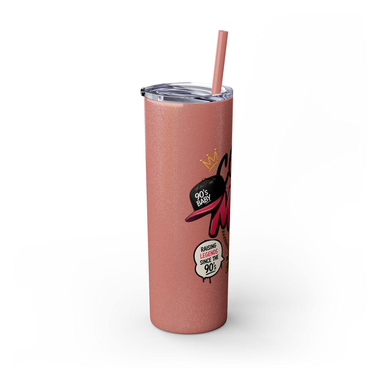 Skinny Tumbler — 'Cool Mom' 90s Retro Graphic, 20oz Travel Cup with Straw