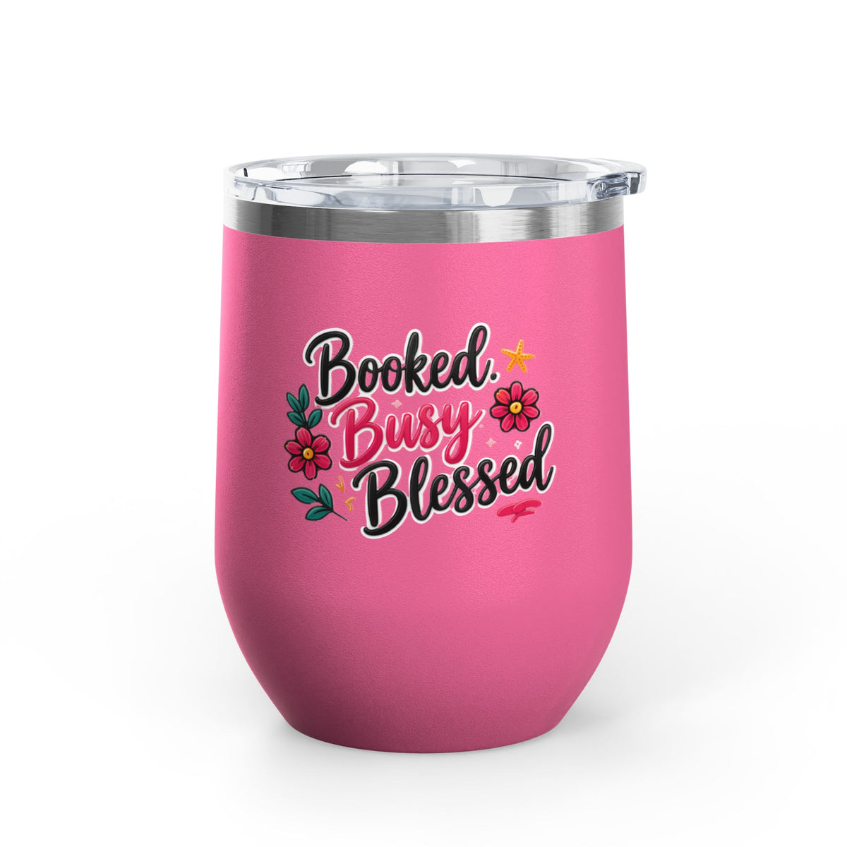 Booked Busy Blessed Wine Tumbler – 12oz Insulated Travel Cup