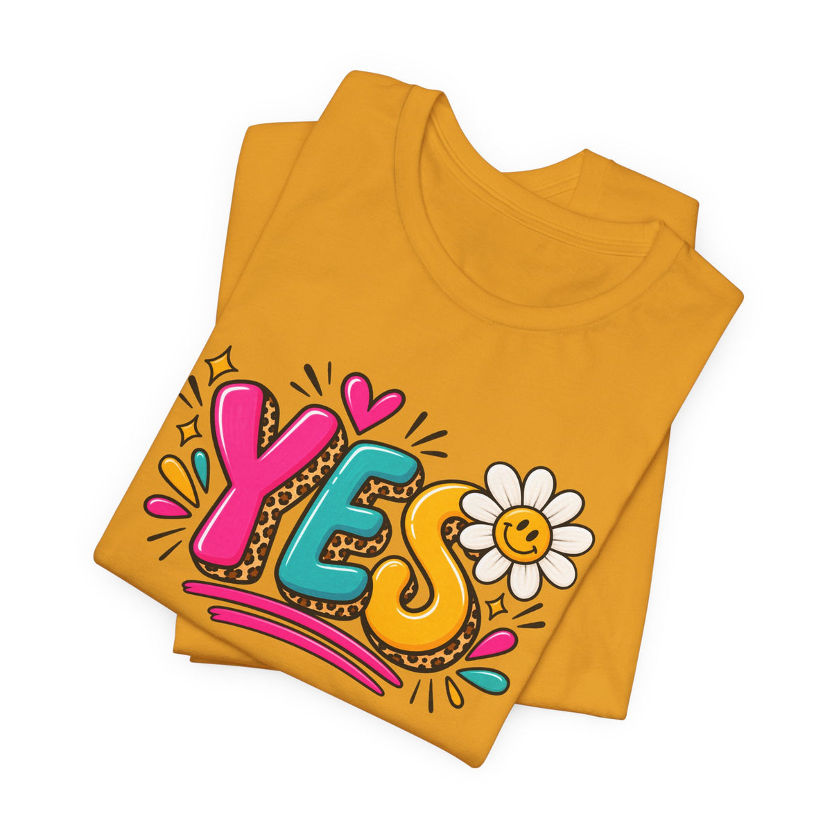 YES Floral Graphic Tee — Colorful Positive Vibes T-Shirt