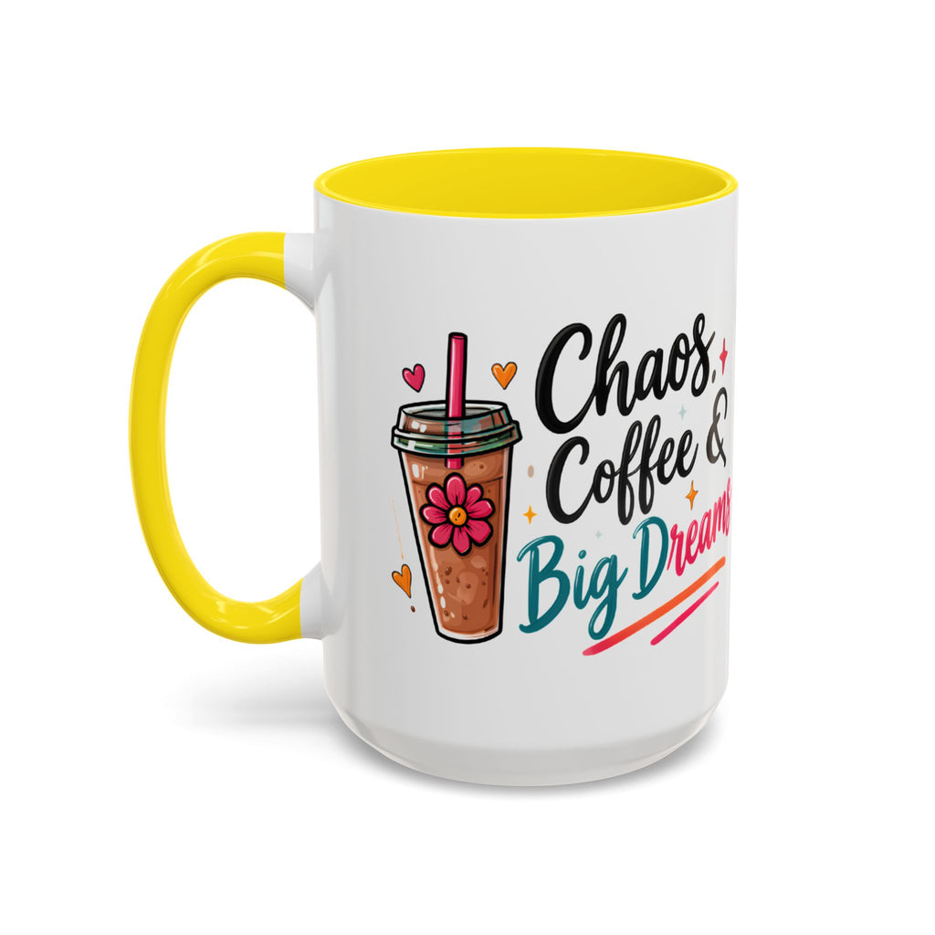 Inspirational Coffee Mug — 'Chaos, Coffee & Cozy Dreams' Accent Ceramic Mug (11/15oz)