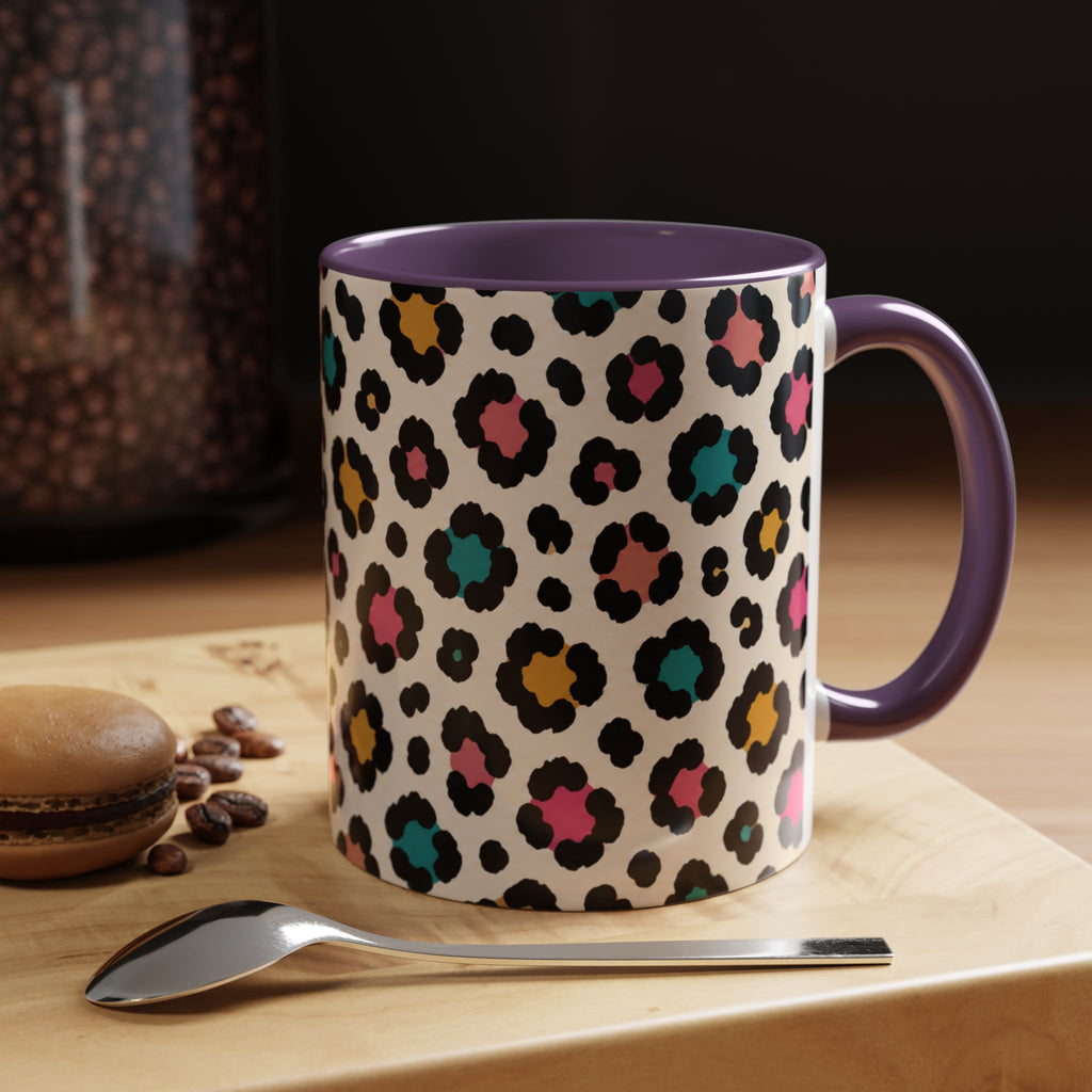 Leopard Print Accent Coffee Mug – Colorful Floral 'Teacher Energy' Design (11/15oz)