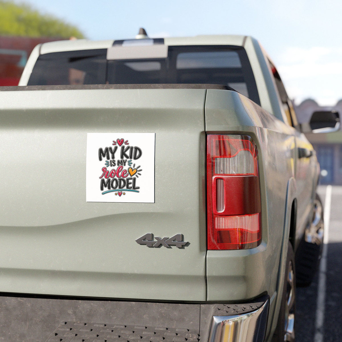 Car Magnet — "My Kid Is My Role Model" Colorful Heart Design (Parent Pride, Family Gift)