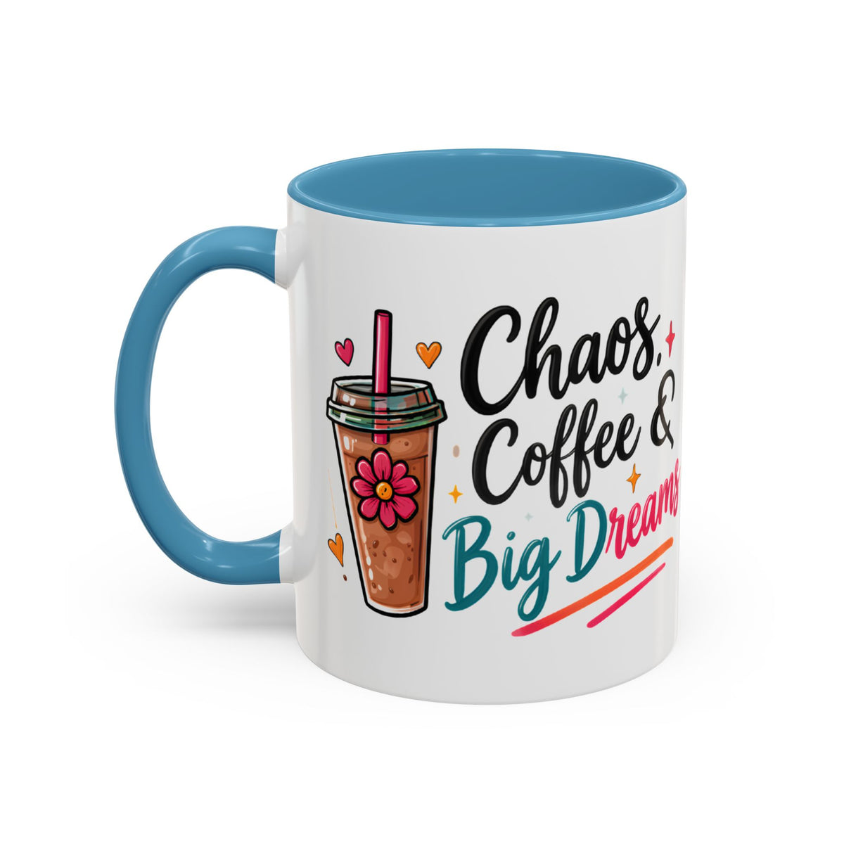 Inspirational Coffee Mug — 'Chaos, Coffee & Cozy Dreams' Accent Ceramic Mug (11/15oz)
