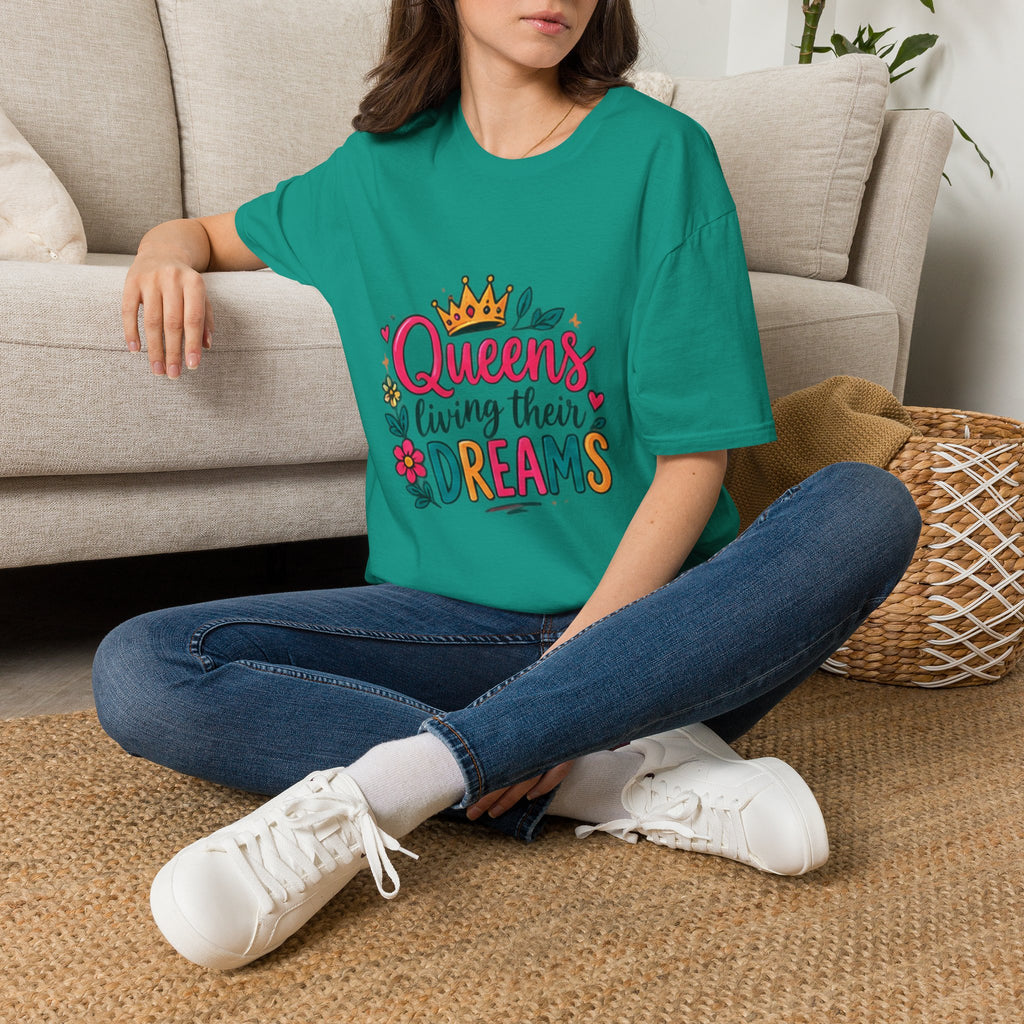 T-Shirt — "Queens Living Their Dreams" Crown Graphic Inspirational Tee