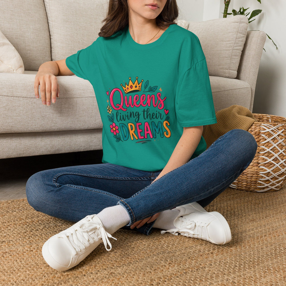 T-Shirt — "Queens Living Their Dreams" Crown Graphic Inspirational Tee