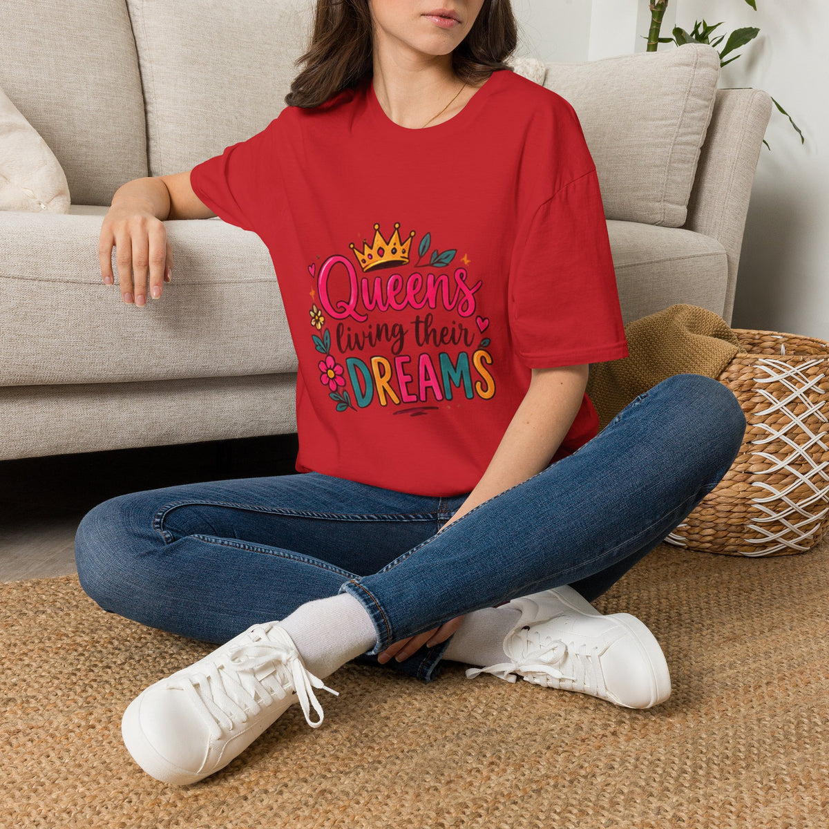 T-Shirt — "Queens Living Their Dreams" Crown Graphic Inspirational Tee