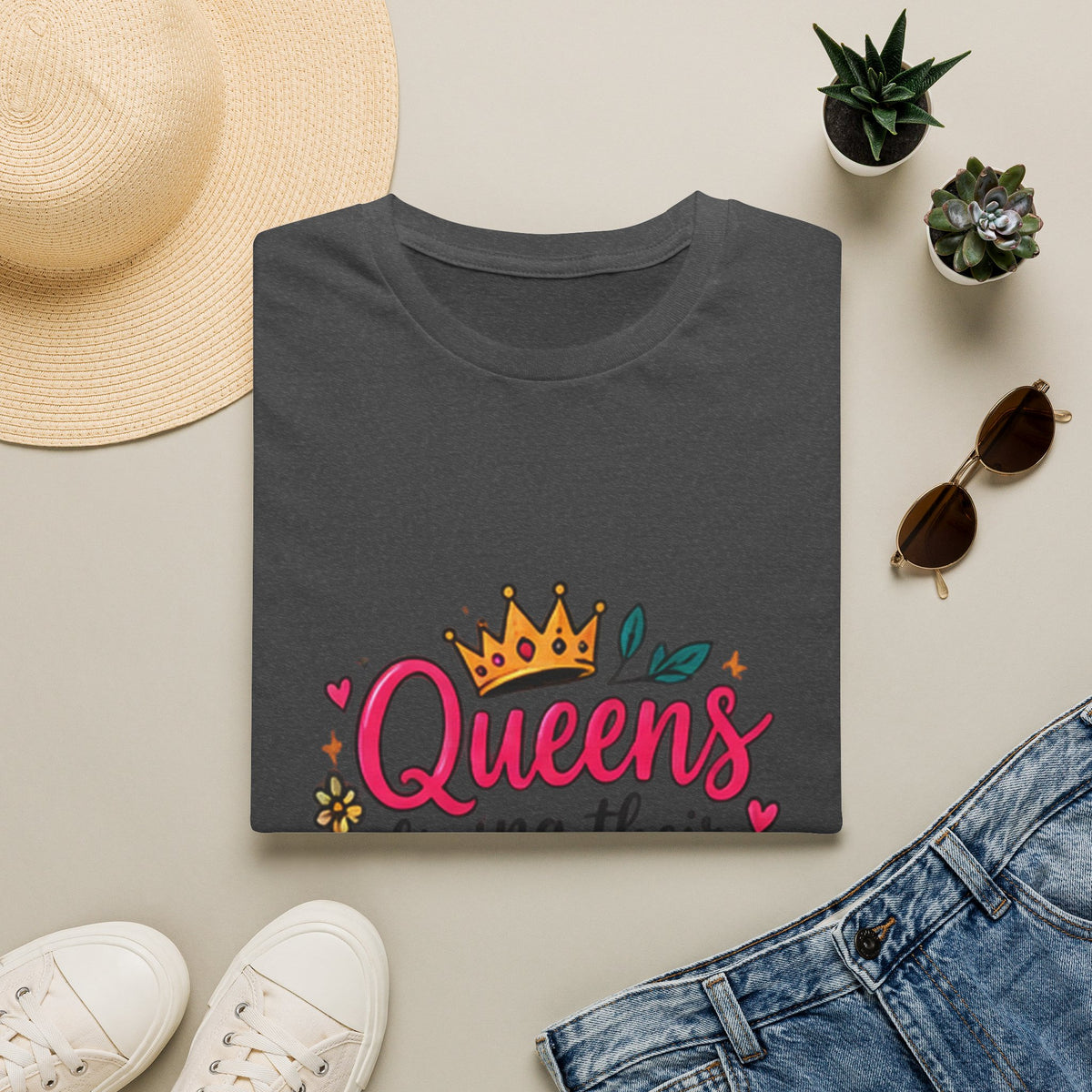 T-Shirt — "Queens Living Their Dreams" Crown Graphic Inspirational Tee