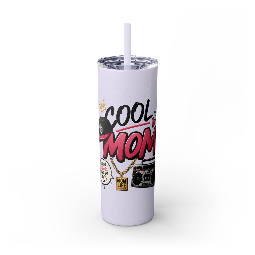 Skinny Tumbler — 'Cool Mom' 90s Retro Graphic, 20oz Travel Cup with Straw