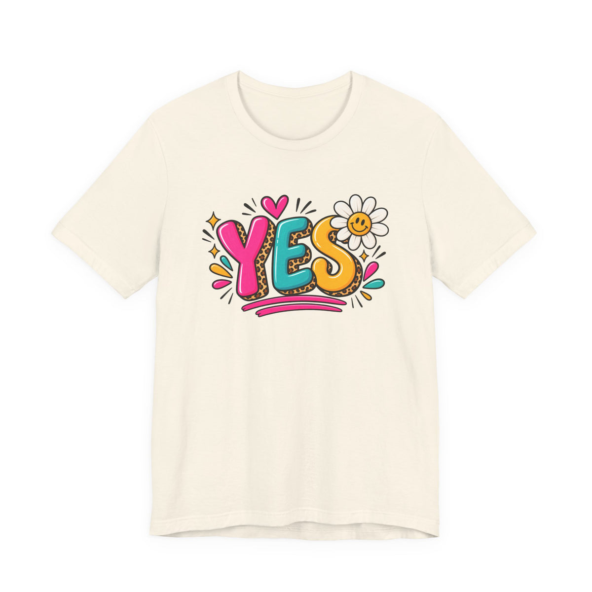 YES Floral Graphic Tee — Colorful Positive Vibes T-Shirt