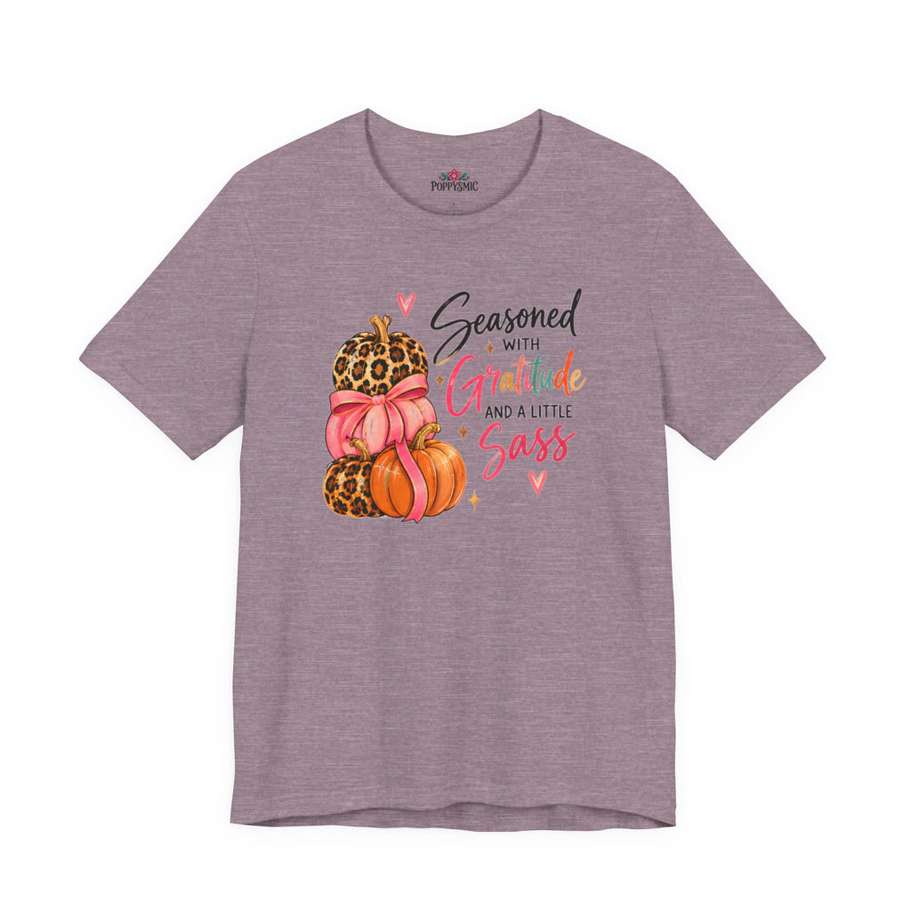 Seasoned with Gratitude and a Little Sass Thanksgiving Pumpkin Tee