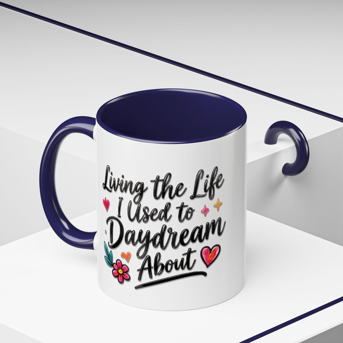 Inspirational Coffee Mug - "Live Life To Dream About" Accent Ceramic Mug (11/15oz)