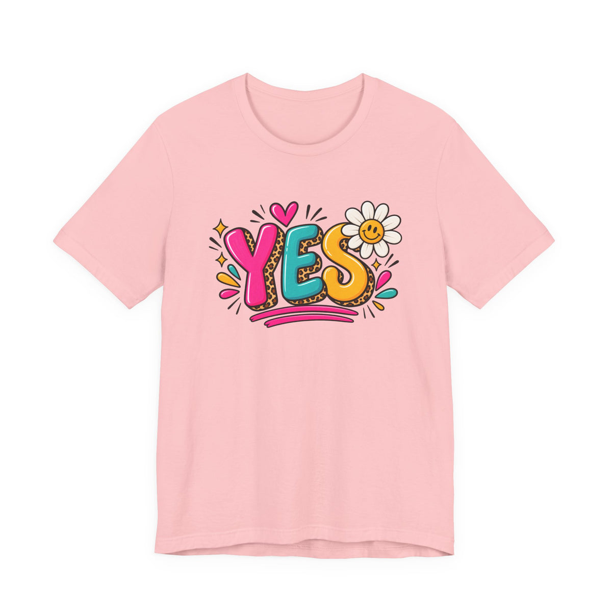 YES Floral Graphic Tee — Colorful Positive Vibes T-Shirt