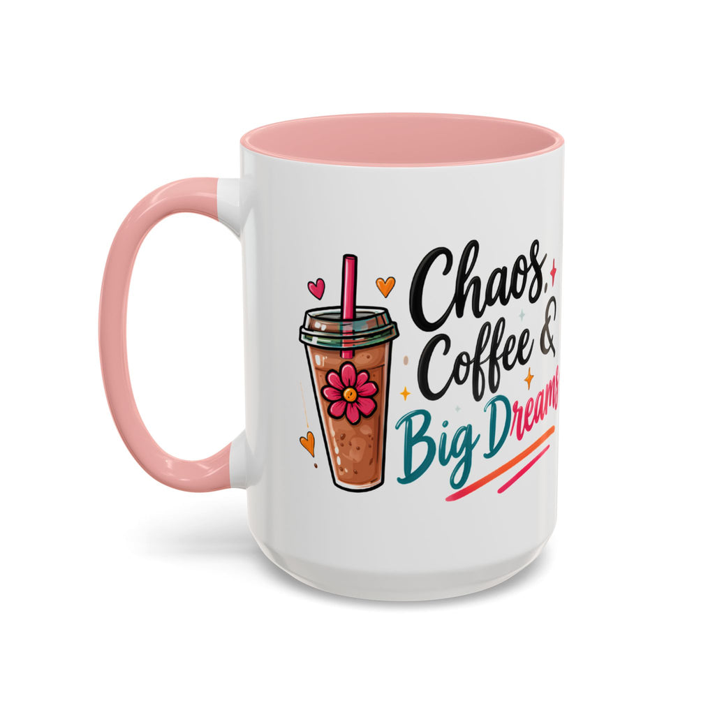 Inspirational Coffee Mug — 'Chaos, Coffee & Cozy Dreams' Accent Ceramic Mug (11/15oz)