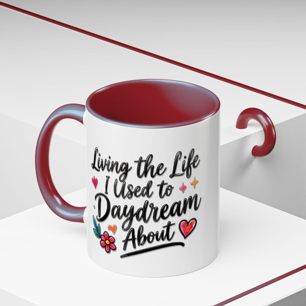 Inspirational Coffee Mug - "Live Life To Dream About" Accent Ceramic Mug (11/15oz)