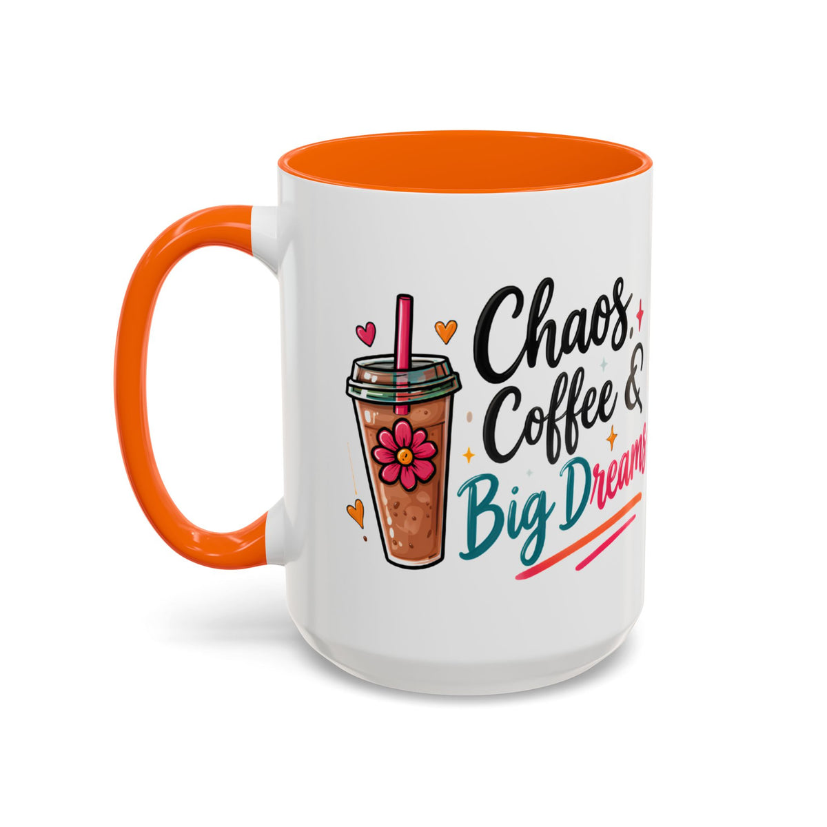 Inspirational Coffee Mug — 'Chaos, Coffee & Cozy Dreams' Accent Ceramic Mug (11/15oz)