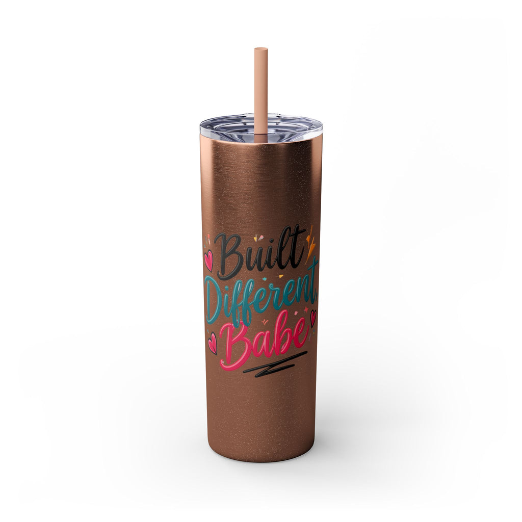 Built Different Babe Skinny Tumbler — 20oz Insulated Straw Cup