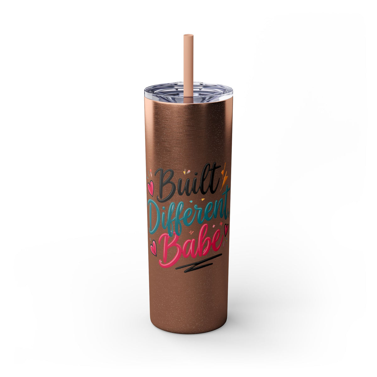 Built Different Babe Skinny Tumbler — 20oz Insulated Straw Cup