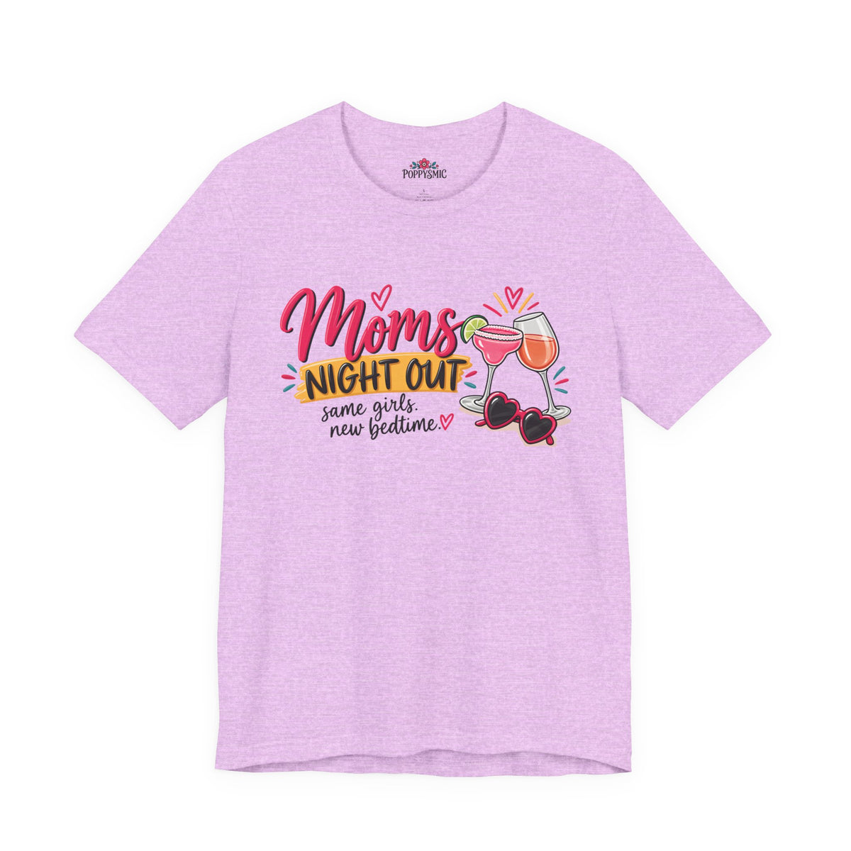 Moms' Night Out T‑Shirt — "Same Girls, New Bedtime" Wine & Sunglasses Tee