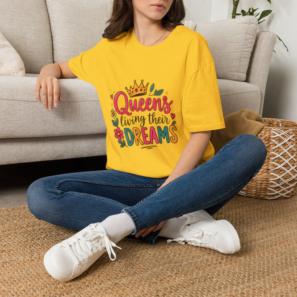 T-Shirt — "Queens Living Their Dreams" Crown Graphic Inspirational Tee