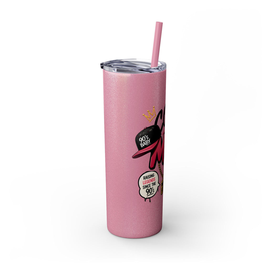 Skinny Tumbler — 'Cool Mom' 90s Retro Graphic, 20oz Travel Cup with Straw