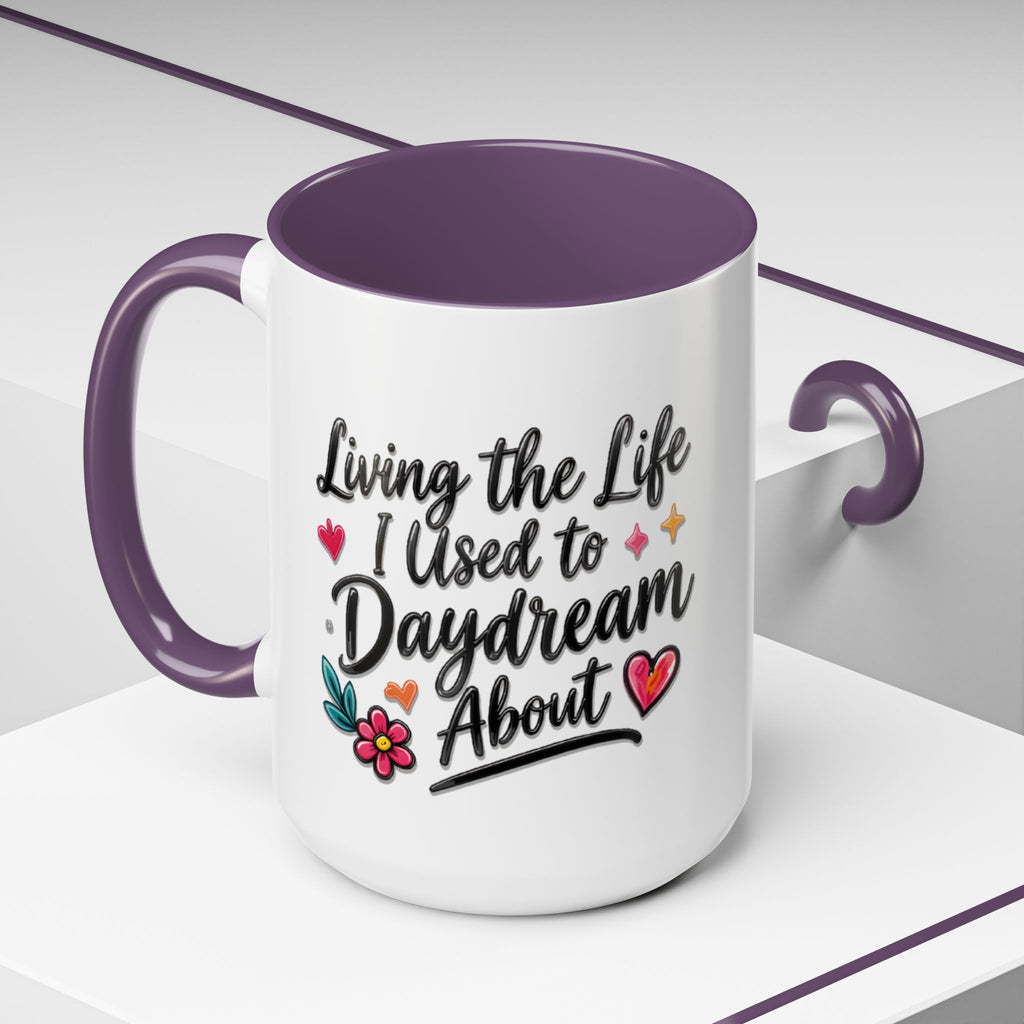 Inspirational Coffee Mug - "Live Life To Dream About" Accent Ceramic Mug (11/15oz)