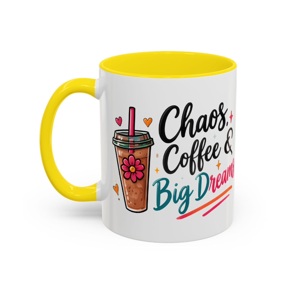 Inspirational Coffee Mug — 'Chaos, Coffee & Cozy Dreams' Accent Ceramic Mug (11/15oz)