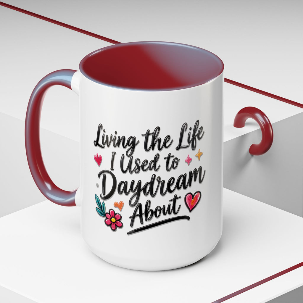 Inspirational Coffee Mug - "Live Life To Dream About" Accent Ceramic Mug (11/15oz)