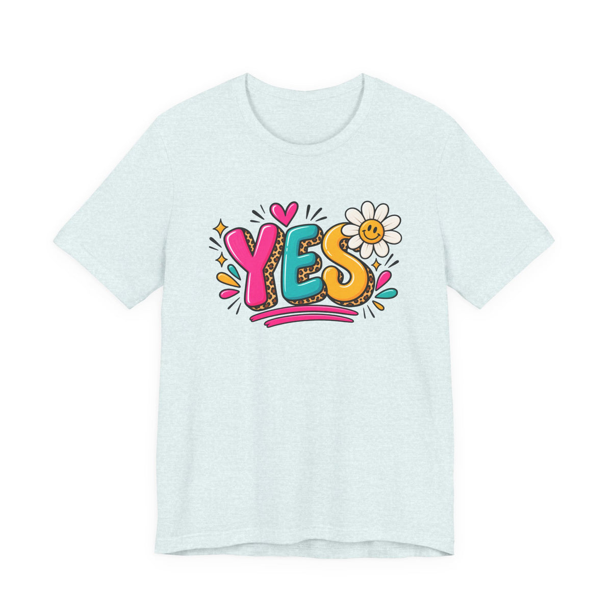YES Floral Graphic Tee — Colorful Positive Vibes T-Shirt