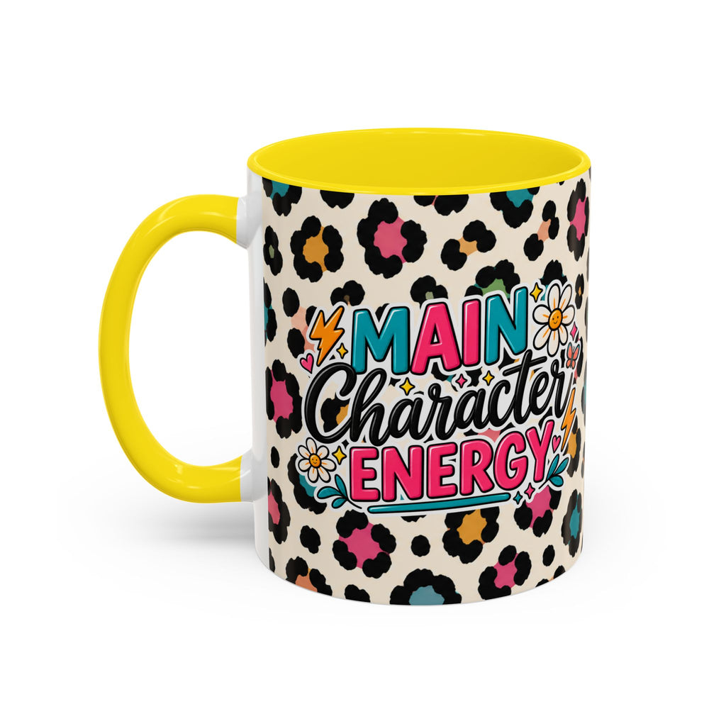 Leopard Print Accent Coffee Mug – Colorful Floral 'Teacher Energy' Design (11/15oz)