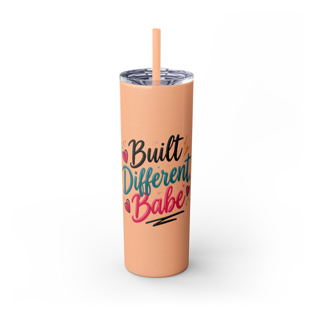 Built Different Babe Skinny Tumbler — 20oz Insulated Straw Cup