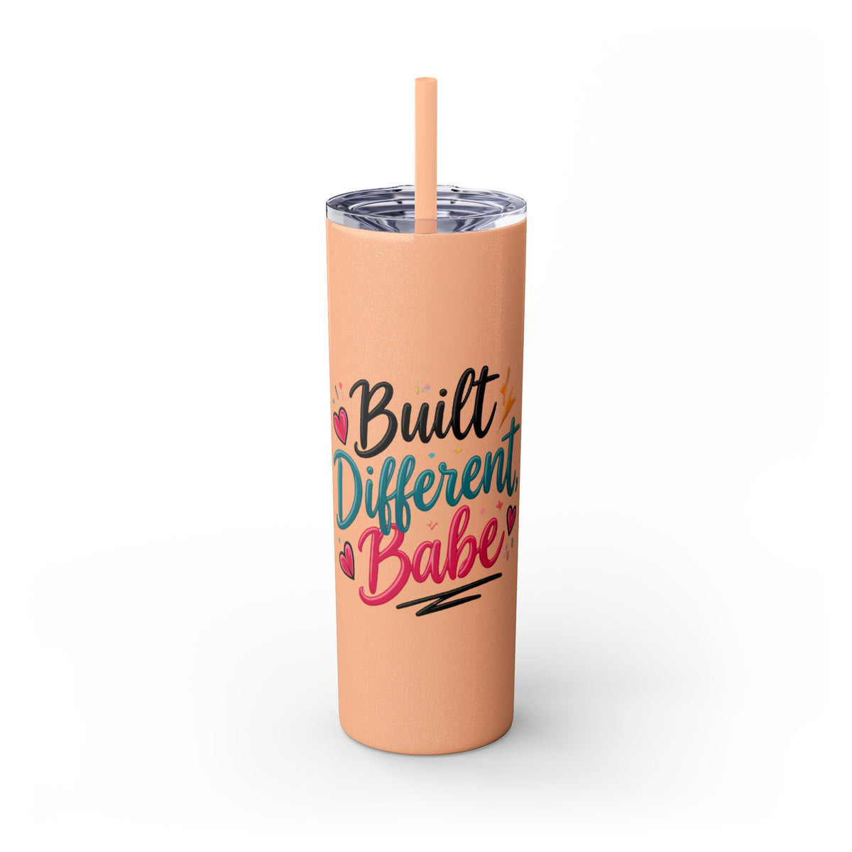 Built Different Babe Skinny Tumbler — 20oz Insulated Straw Cup