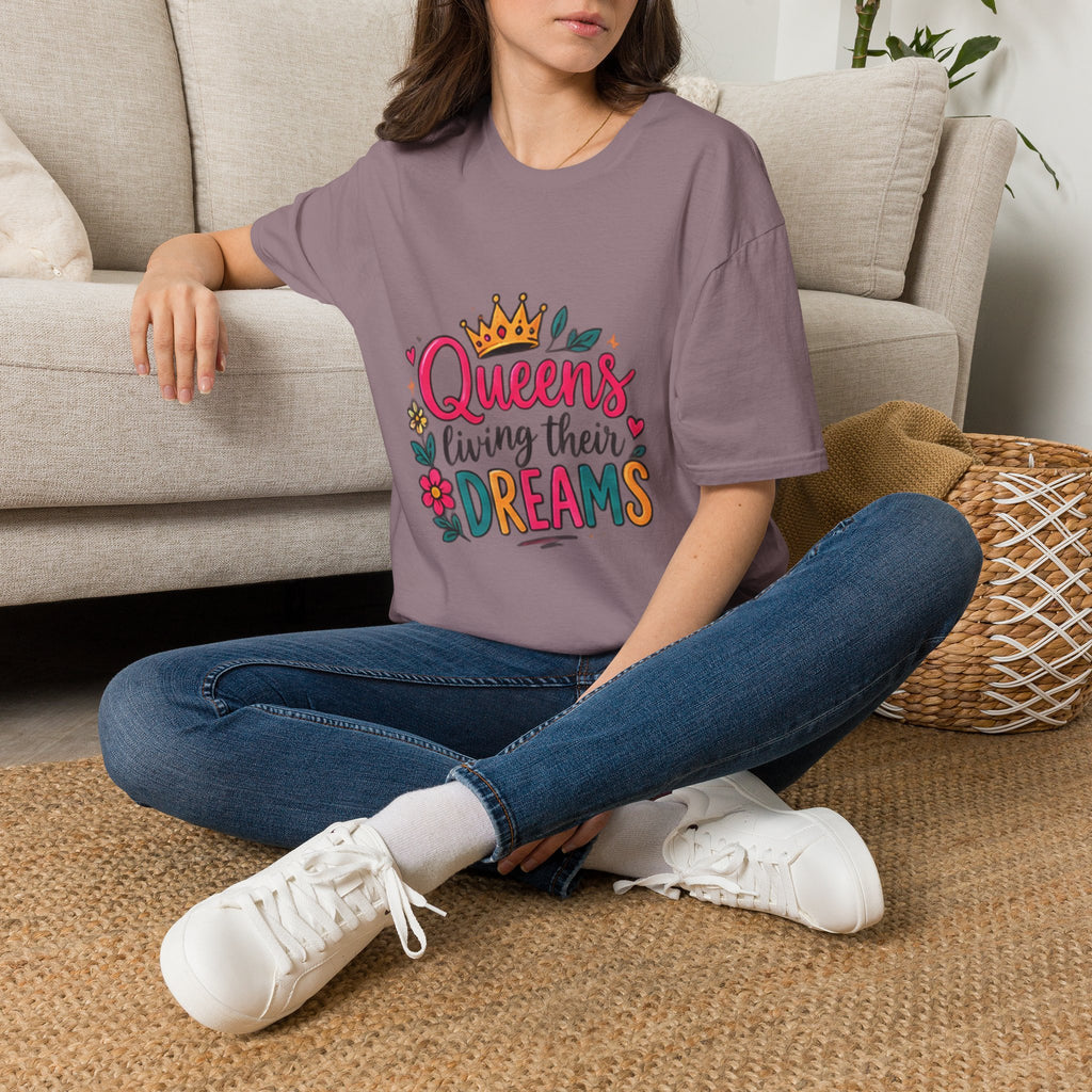 T-Shirt — "Queens Living Their Dreams" Crown Graphic Inspirational Tee
