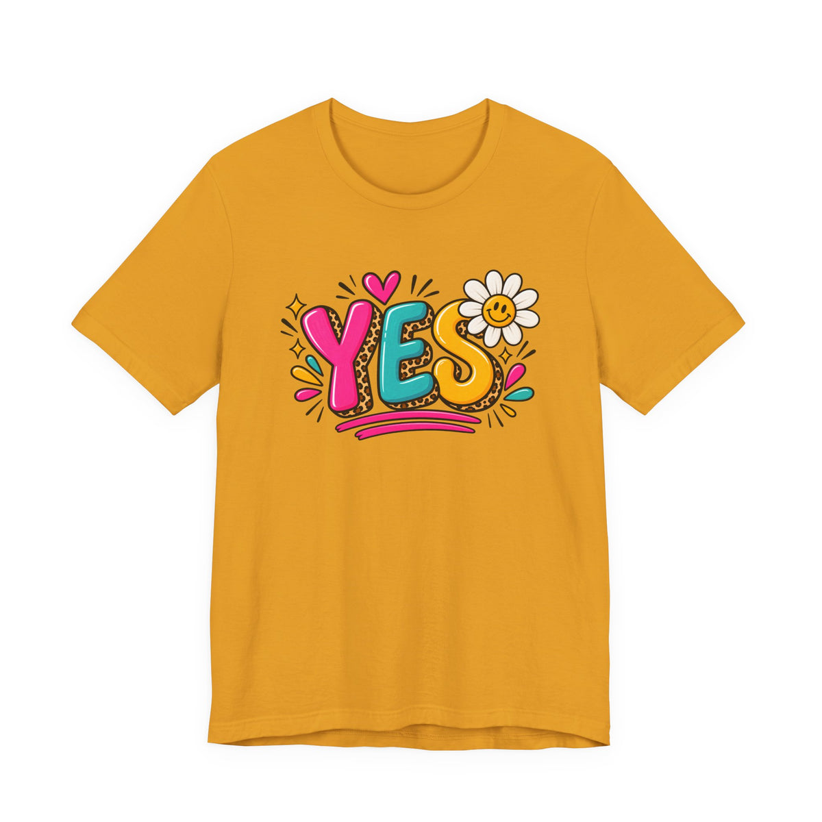 YES Floral Graphic Tee — Colorful Positive Vibes T-Shirt