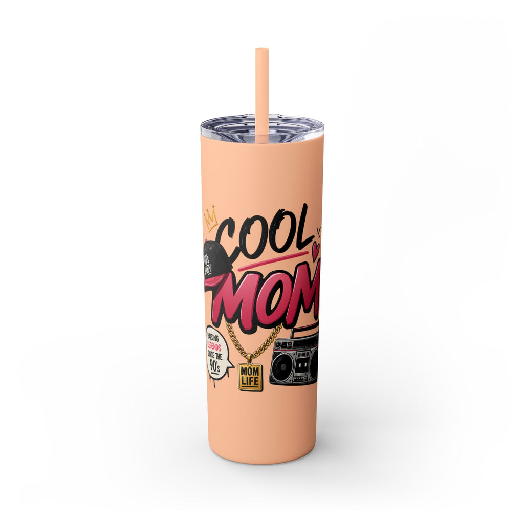 Skinny Tumbler — 'Cool Mom' 90s Retro Graphic, 20oz Travel Cup with Straw